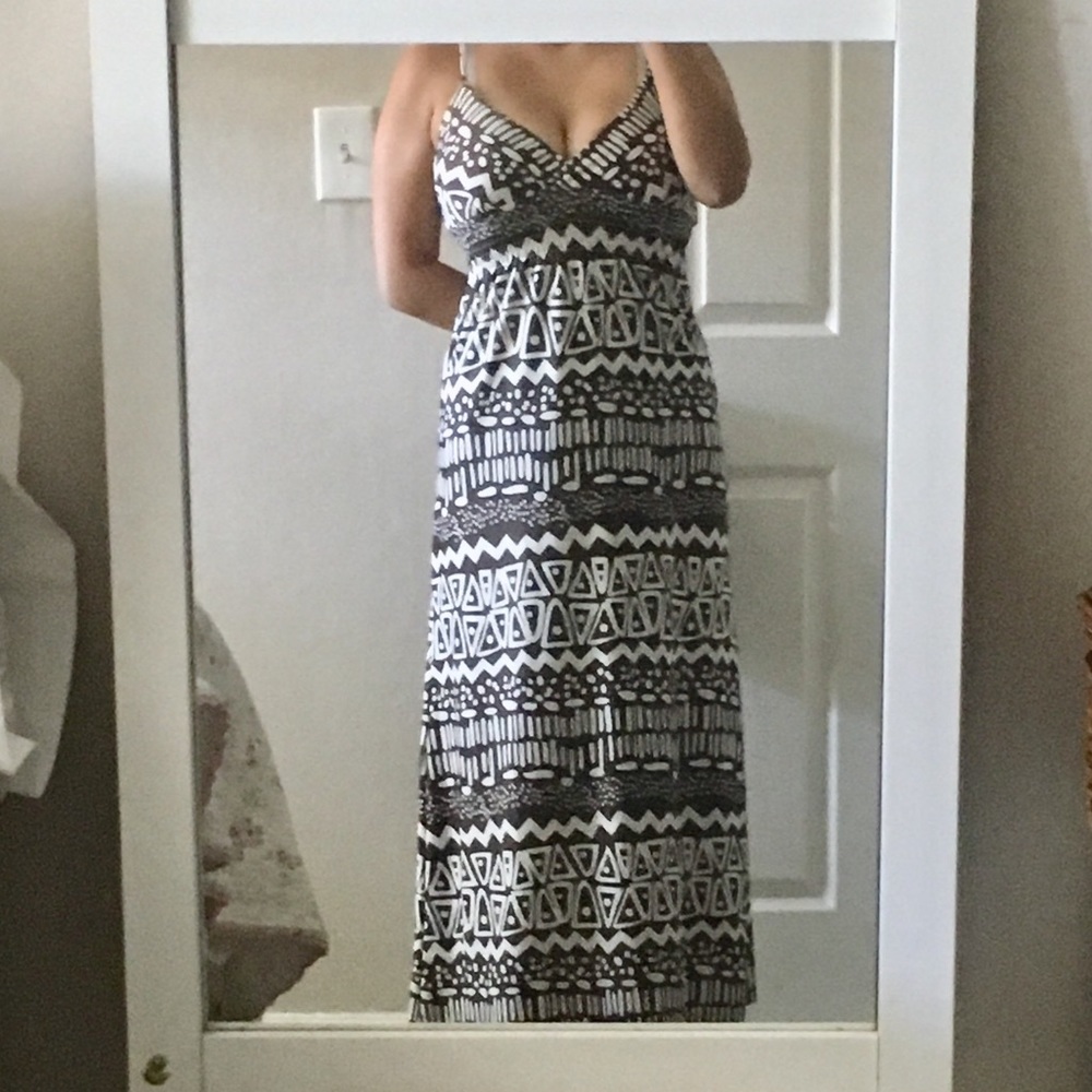 Brown & White Maxi Dress